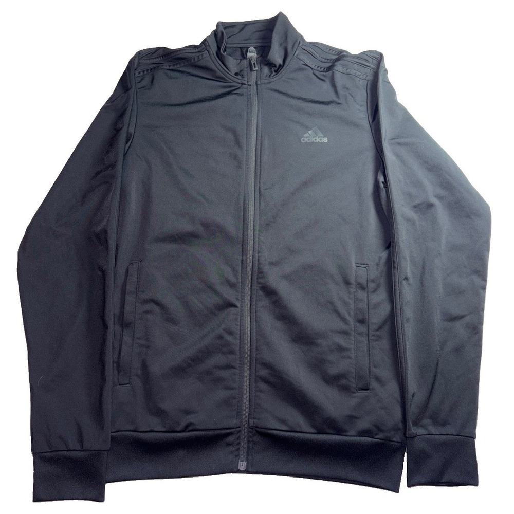 Adidas black on black three strip track jacket size S